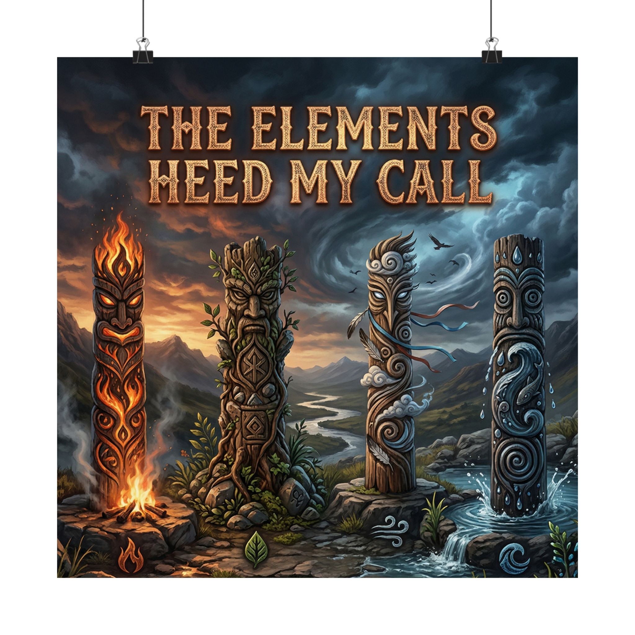 Matte Poster — "The Elements Heed My Call" Fantasy Elemental Totem Wall Art