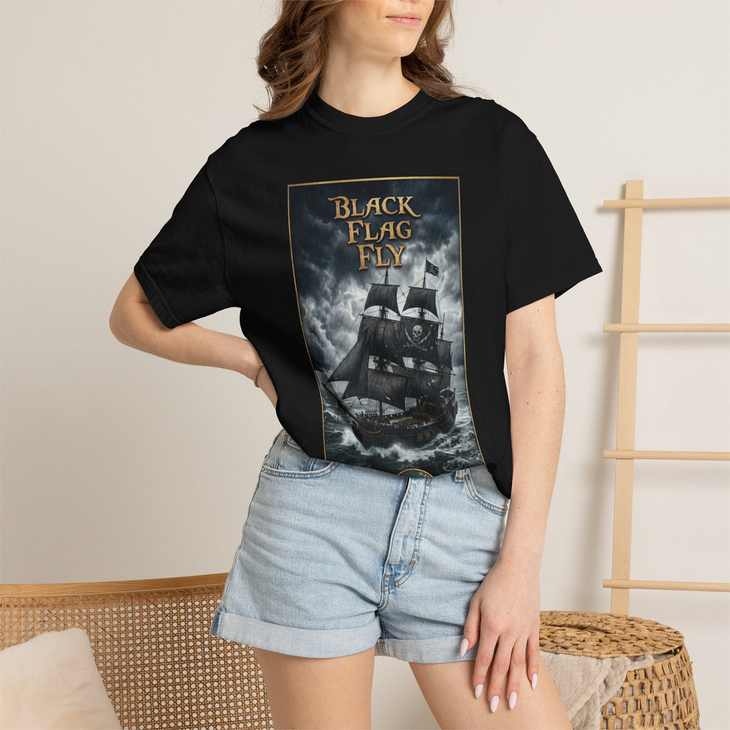 Black Flag Fly Pirate Ship T-shirt