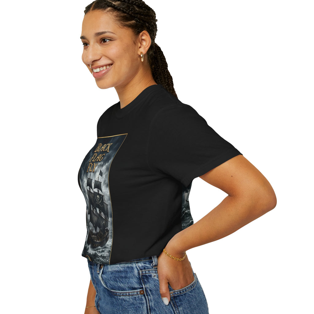 Black Flag Fly Pirate Ship T-shirt