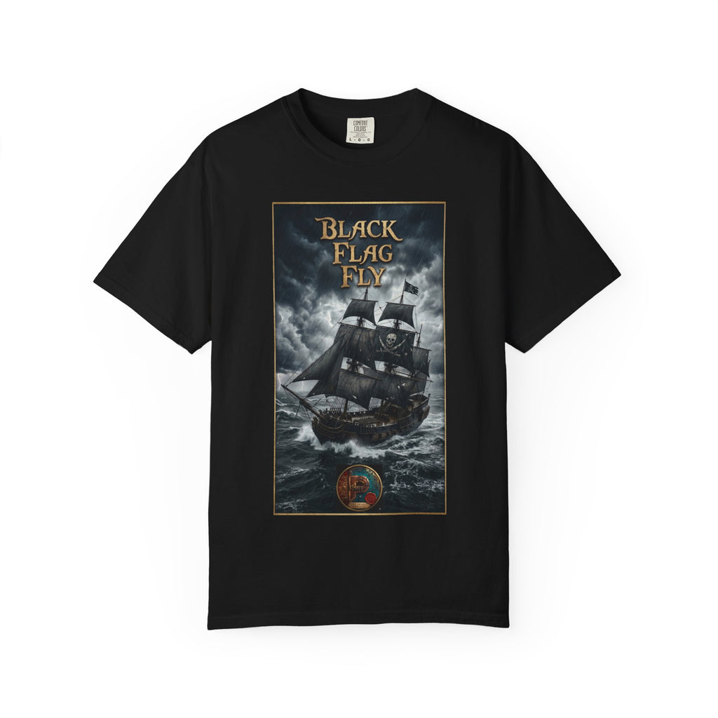 Black Flag Fly Pirate Ship T-shirt